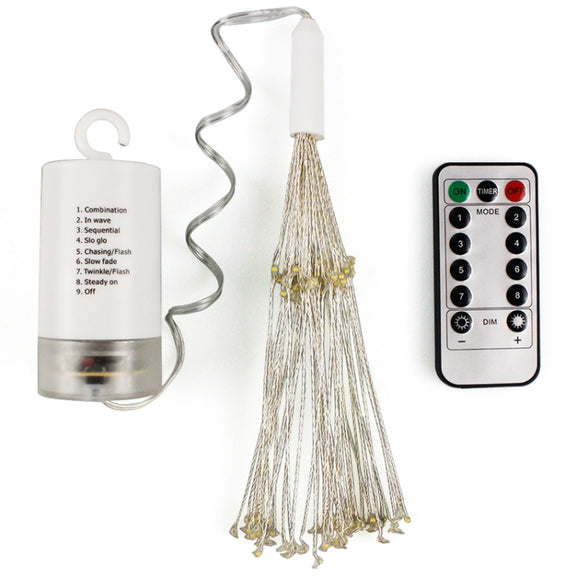 30cm Explosion Ball Fireworks Dimmable Copper Wire LED String Light, 150 LEDs Batteries Box LED Decorative Light with Remote Control(White Light)