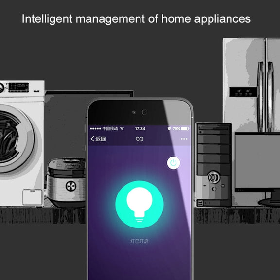 10A Round Shape WiFi 2.4GHz Mini Plug APP Remote Control Timing Smart Socket Works with Alexa & Google Home & Colorful Breathing Light, AC 100-240V, US Plug