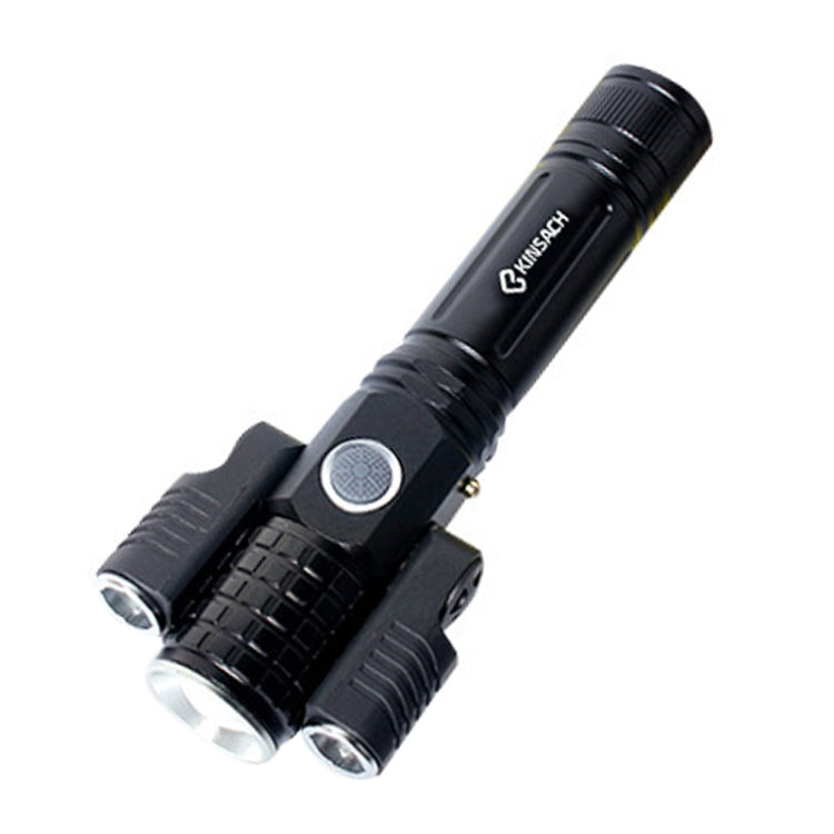 KS-738 USB Charging Water-resistant T6+XPE Zoomable LED Flashlight with 4-Modes & 18650 lithium battery