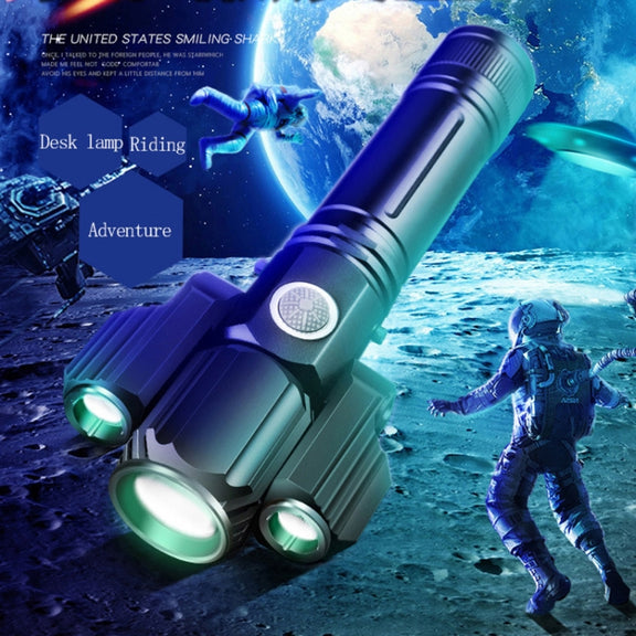 KS-738 USB Charging Water-resistant T6+XPE Zoomable LED Flashlight with 4-Modes & 18650 lithium battery