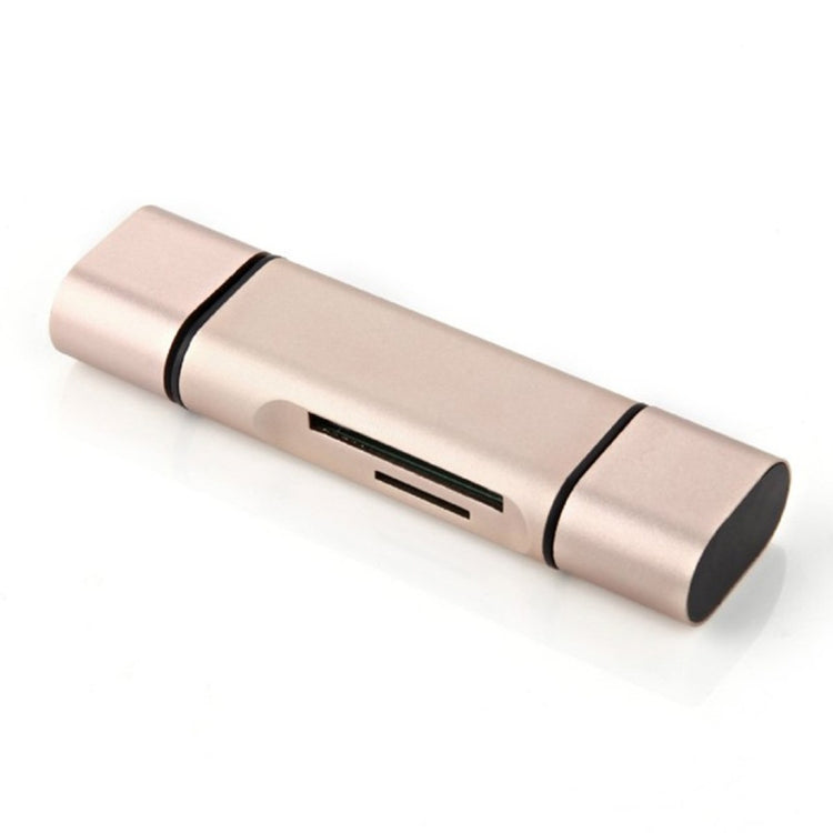 3 in 1 Type-c & Micro USB & USB 2.0 3 Ports SD / TF Card Reader for OTG Enabled Smartphones / PC(Gold)