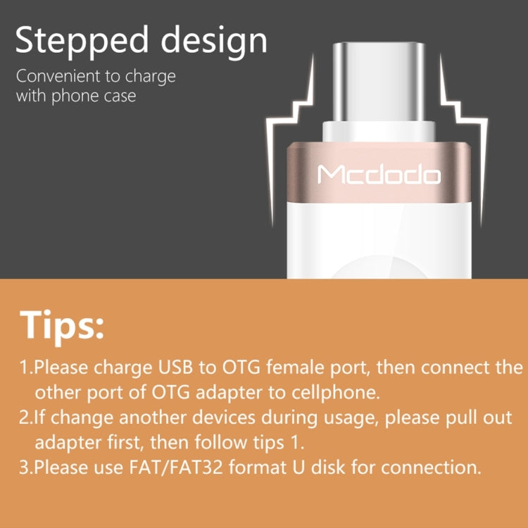 Mcdodo OT-1942 USB-C / Type-C to USB 3.0 AF Data Transmission Charging OTG Adapter(Gold)
