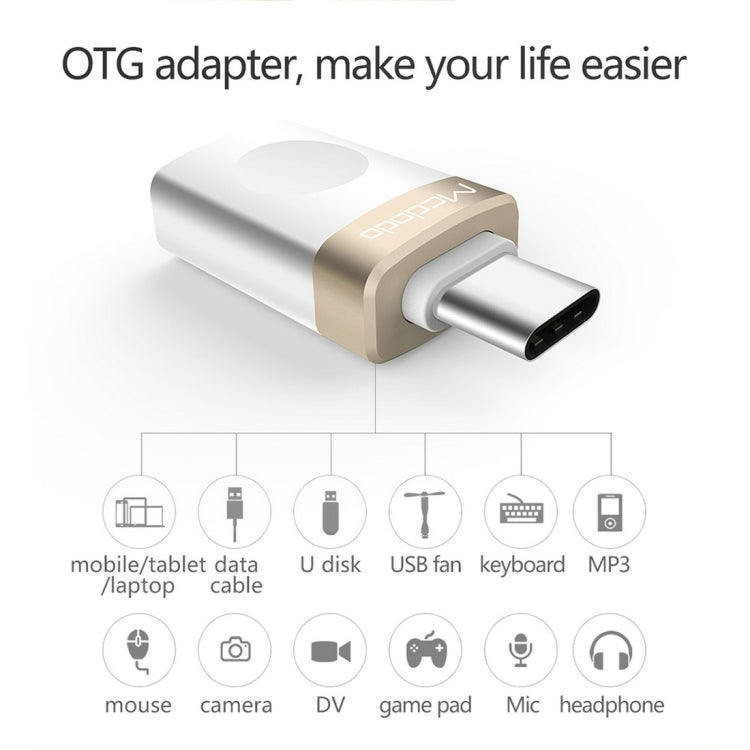 Mcdodo OT-1942 USB-C / Type-C to USB 3.0 AF Data Transmission Charging OTG Adapter(Gold)