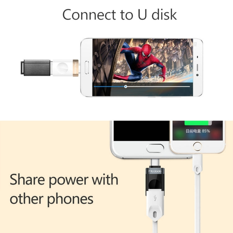 Mcdodo OT-1942 USB-C / Type-C to USB 3.0 AF Data Transmission Charging OTG Adapter(Gold)