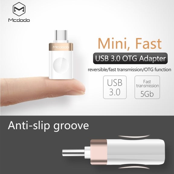 Mcdodo OT-1942 USB-C / Type-C to USB 3.0 AF Data Transmission Charging OTG Adapter(Gold)