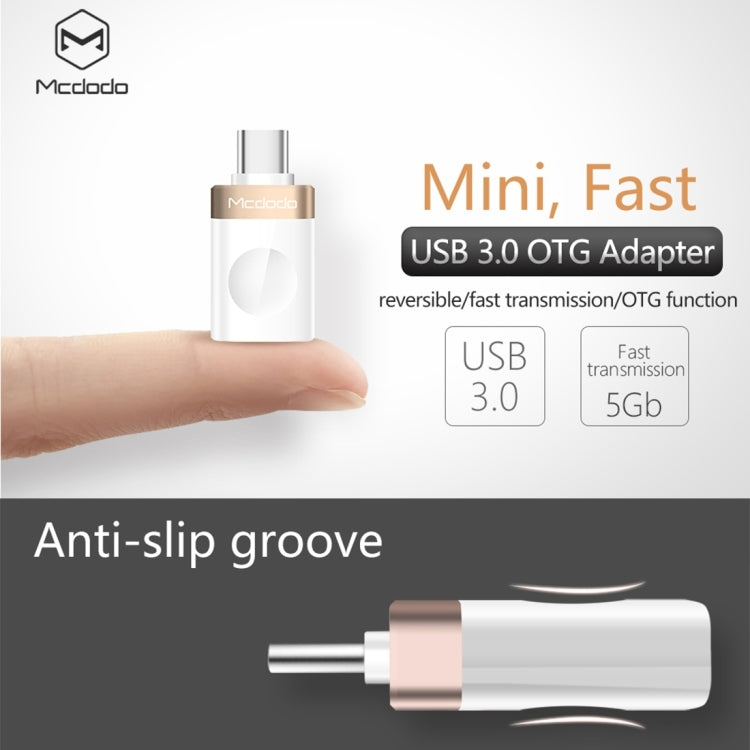 Mcdodo OT-1942 USB-C / Type-C to USB 3.0 AF Data Transmission Charging OTG Adapter(Gold)