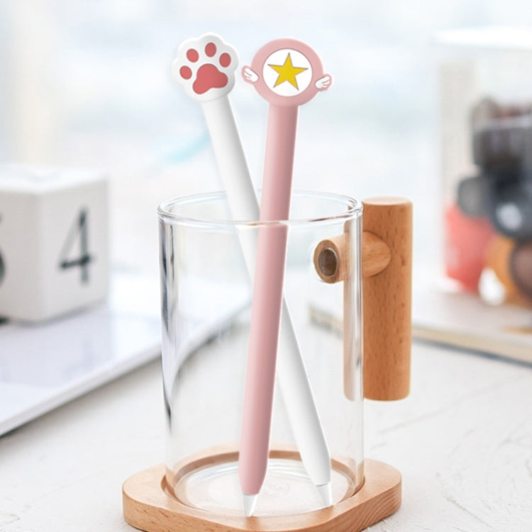 Cute Cartoon Silicone Protective Cover for Apple Pencil 2(Five-pointed Star Pink))