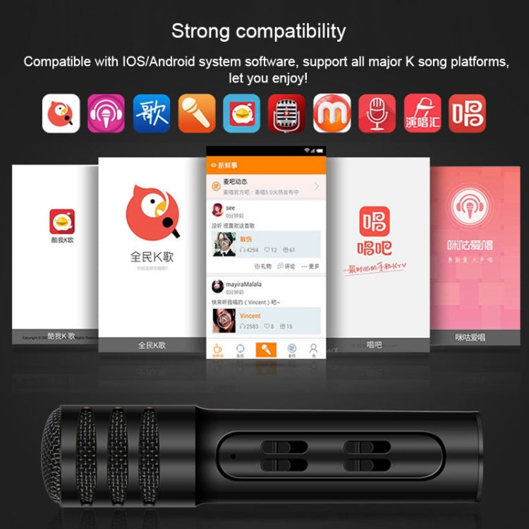 BGN-C7 Condenser Microphone Dual Mobile Phone Karaoke Live Singing Microphone Built-in Sound Card(Black)