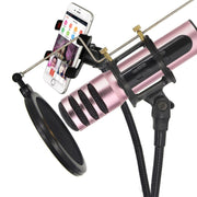 BGN-C7 Condenser Microphone Dual Mobile Phone Karaoke Live Singing Microphone Built-in Sound Card(Black)