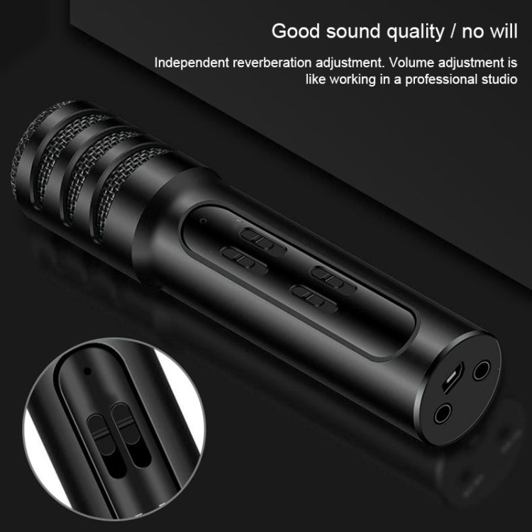 BGN-C7 Condenser Microphone Dual Mobile Phone Karaoke Live Singing Microphone Built-in Sound Card(Black)