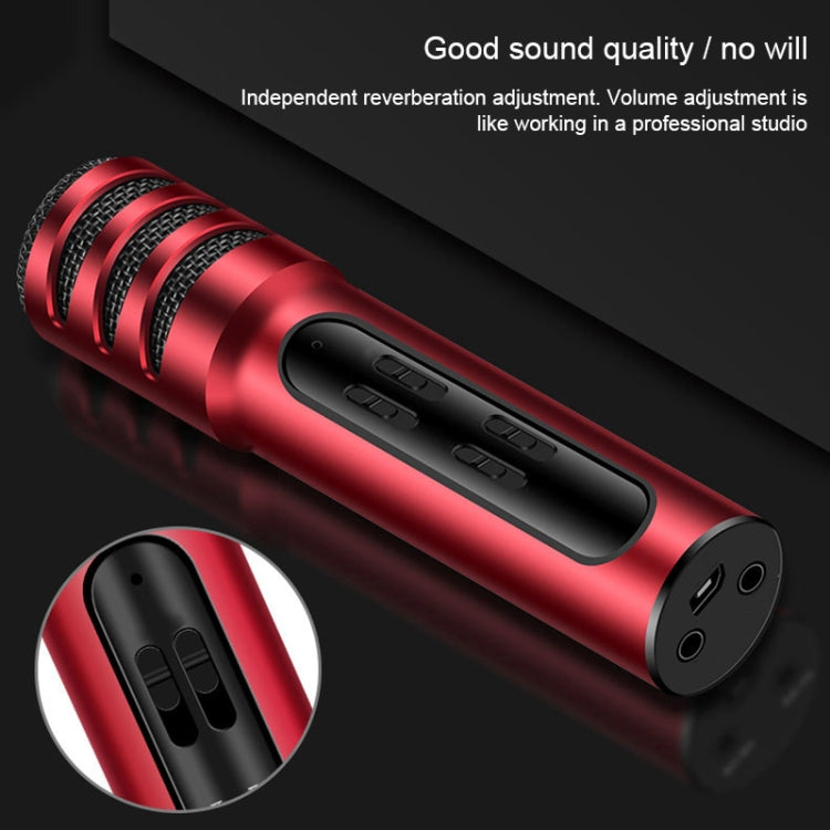 BGN-C7 Condenser Microphone Dual Mobile Phone Karaoke Live Singing Microphone Built-in Sound Card(Red)