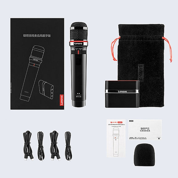 Original Lenovo UM20-U K Song Wireless Digital Microphone Live Recording Equipment with Wireless Receiver (Black)