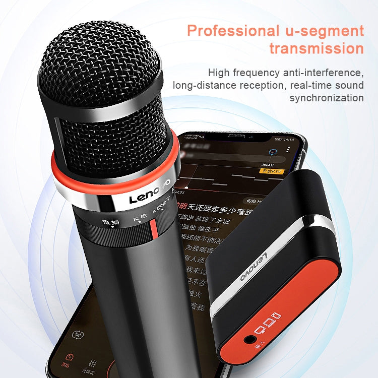 Original Lenovo UM20-U K Song Wireless Digital Microphone Live Recording Equipment with Wireless Receiver (Black)