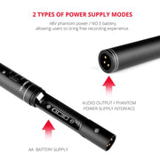 YELANGU YLG9933A MIC07 Professional Interview Condenser Video Shotgun Microphone with 6.5mm Audio Adapter & 3.5mm RXL Audio Cable(Black)