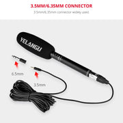 YELANGU YLG9933A MIC07 Professional Interview Condenser Video Shotgun Microphone with 6.5mm Audio Adapter & 3.5mm RXL Audio Cable(Black)