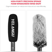 YELANGU YLG9933A MIC07 Professional Interview Condenser Video Shotgun Microphone with 6.5mm Audio Adapter & 3.5mm RXL Audio Cable(Black)