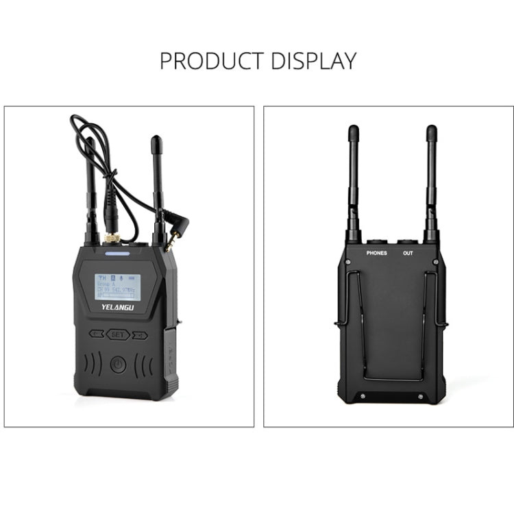 YELANGU YLG9929C MX4 Dual-Channel 100CH UHF Wireless Microphone System with Transmitter and Receiver for DSLR Cameras and Video Cameras(Black)