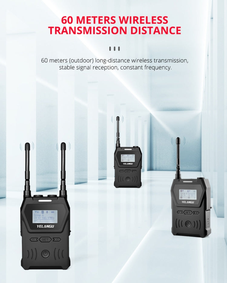 YELANGU YLG9929C MX4 Dual-Channel 100CH UHF Wireless Microphone System with Transmitter and Receiver for DSLR Cameras and Video Cameras(Black)