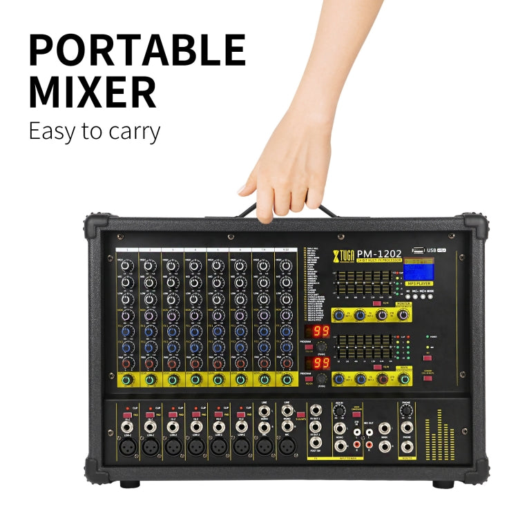 XTUGA PM1202 900W 10 Channel Stage Power Mixer 24Bit Multil-FX Processor Dual 99 DSP Effect DJ Amplifier (AU Plug)