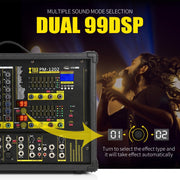 XTUGA PM1202 900W 10 Channel Stage Power Mixer 24Bit Multil-FX Processor Dual 99 DSP Effect DJ Amplifier (AU Plug)