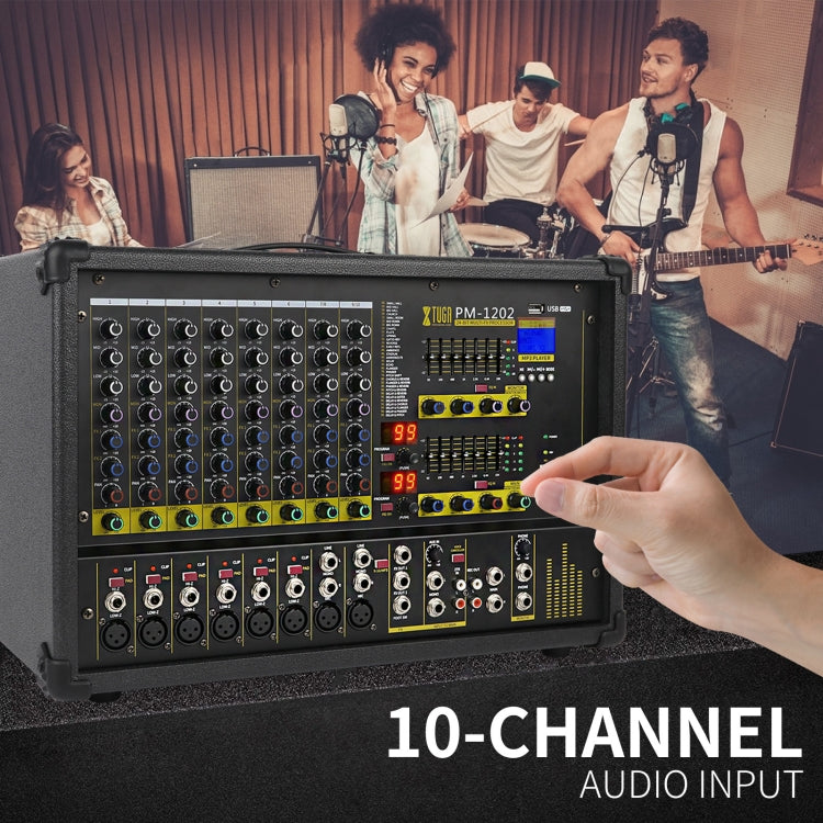 XTUGA PM1202 900W 10 Channel Stage Power Mixer 24Bit Multil-FX Processor Dual 99 DSP Effect DJ Amplifier (AU Plug)