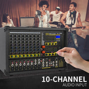 XTUGA PM1202 900W 10 Channel Stage Power Mixer 24Bit Multil-FX Processor Dual 99 DSP Effect DJ Amplifier (AU Plug)