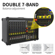 XTUGA PM1202 900W 10 Channel Stage Power Mixer 24Bit Multil-FX Processor Dual 99 DSP Effect DJ Amplifier (AU Plug)