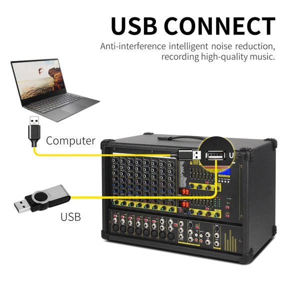 XTUGA PM1202 900W 10 Channel Stage Power Mixer 24Bit Multil-FX Processor Dual 99 DSP Effect DJ Amplifier (AU Plug)