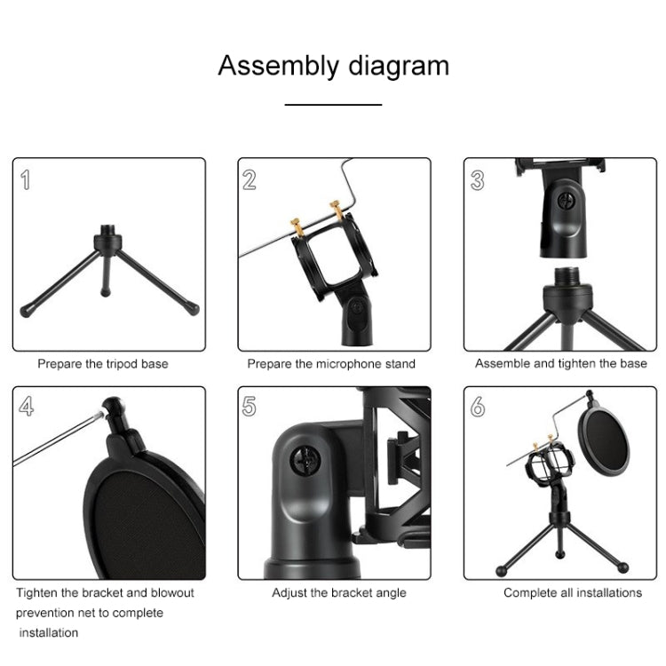 Yanmai PS-3 Mini Portable Microphone Anti-network Shockproof Desktop Stand(Black)