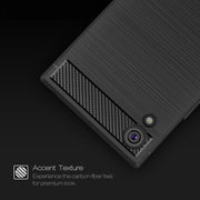 For Sony Xperia XA1 Ultra Brushed Texture Carbon Fiber Shockproof TPU Rugged Armor Protective Case(Red)