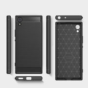 For Sony Xperia XA1 Ultra Brushed Texture Carbon Fiber Shockproof TPU Rugged Armor Protective Case(Red)