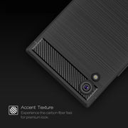 For Sony Xperia XA1 Brushed Texture Carbon Fiber Shockproof TPU Rugged Armor Protective Case(Grey)