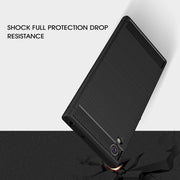 For Sony Xperia XA1 Brushed Texture Carbon Fiber Shockproof TPU Rugged Armor Protective Case(Grey)
