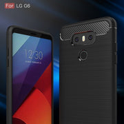 For LG G6 Brushed Carbon Fiber Texture Shockproof TPU Protective Cover Case (Red)