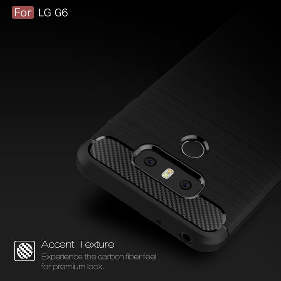For LG G6 Brushed Carbon Fiber Texture Shockproof TPU Protective Cover Case (Red)
