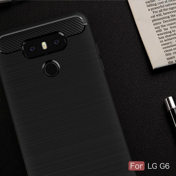 For LG G6 Brushed Carbon Fiber Texture Shockproof TPU Protective Cover Case (Red)