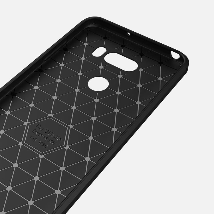 For LG V30 Brushed Texture Carbon Fiber Shockproof TPU Rugged Armor Protective Case (Black)