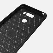 For LG V30 Brushed Texture Carbon Fiber Shockproof TPU Rugged Armor Protective Case (Black)