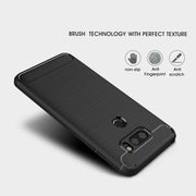For LG V30 Brushed Texture Carbon Fiber Shockproof TPU Rugged Armor Protective Case (Black)