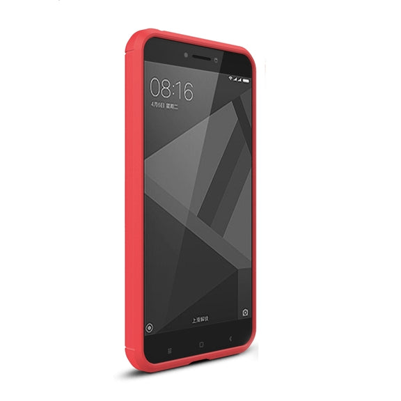 For Xiaomi  Redmi 4X  Brushed Carbon Fiber Texture Shockproof TPU Protective Cover Case(Red)