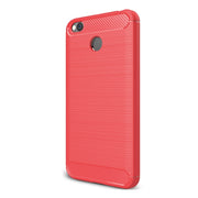 For Xiaomi  Redmi 4X  Brushed Carbon Fiber Texture Shockproof TPU Protective Cover Case(Red)
