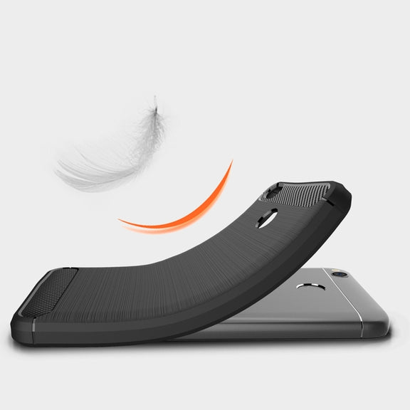 For Xiaomi  Redmi 4X  Brushed Carbon Fiber Texture Shockproof TPU Protective Cover Case(Red)