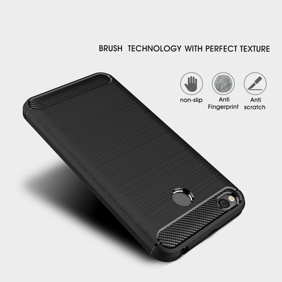 For Xiaomi  Redmi 4X  Brushed Carbon Fiber Texture Shockproof TPU Protective Cover Case(Red)
