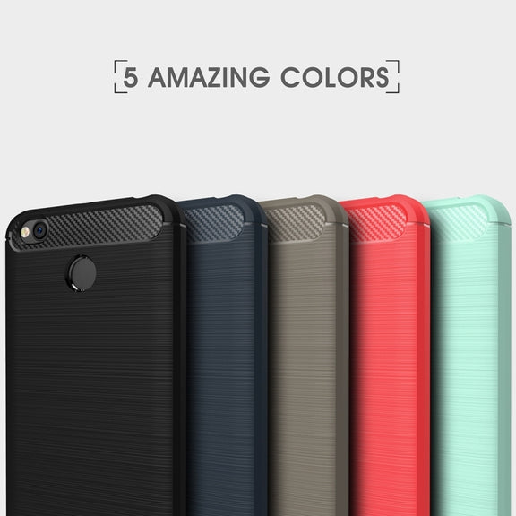For Xiaomi  Redmi 4X  Brushed Carbon Fiber Texture Shockproof TPU Protective Cover Case(Red)