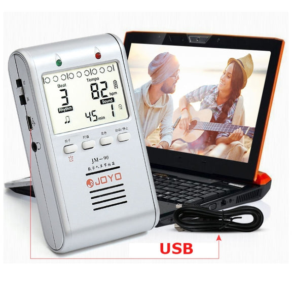 JOYO JM-90 Mini Portable Rechargeable Clip-on LED Indicator Electronic Digital Metronome Tone Generator Tuner for Guitar Violin Ukulele(White)