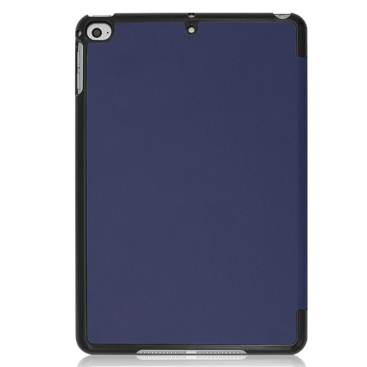Custer Texture Horizontal Flip Smart PU Leather Case for iPad Mini 4 / Mini 5, with Sleep / Wake-up Function & Three-folding Holder (Blue)