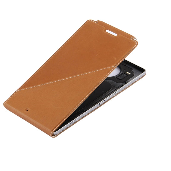 Vertical Flip Genuine Leather Case + QI Wireless Standard Charging Back Cover For Microsoft Lumia 950 XL(Brown)