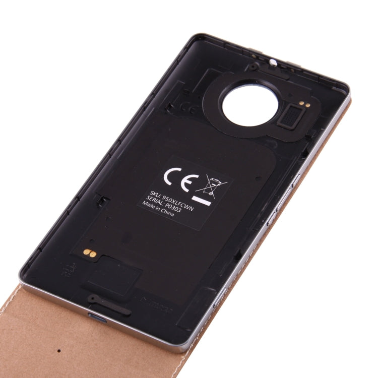 Vertical Flip Genuine Leather Case + QI Wireless Standard Charging Back Cover For Microsoft Lumia 950 XL(Brown)