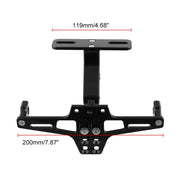 LPF013 Motorcycle Modification Accessories Universal Aircraft Shape Aluminum Alloy License Plate Bracket with LED Lights(Black)
