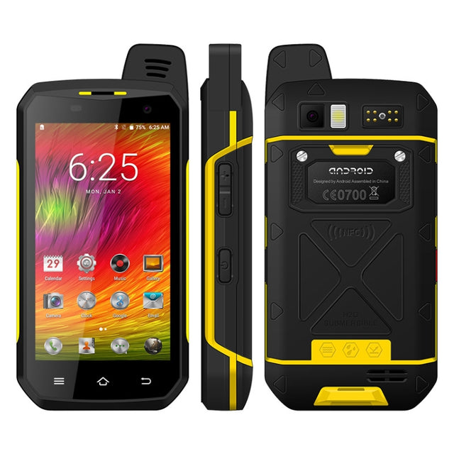 UNIWA B6000 PTT Walkie Talkie Rugged Phone, 4GB+64GB, IP68 Water-resistant Dustproof Shockproof, 5000mAh Battery, 4.7 inch Android 9.0 MTK6762 Octa Core up to 2.0GHz, Network: 4G, NFC, OTG (Yellow)
